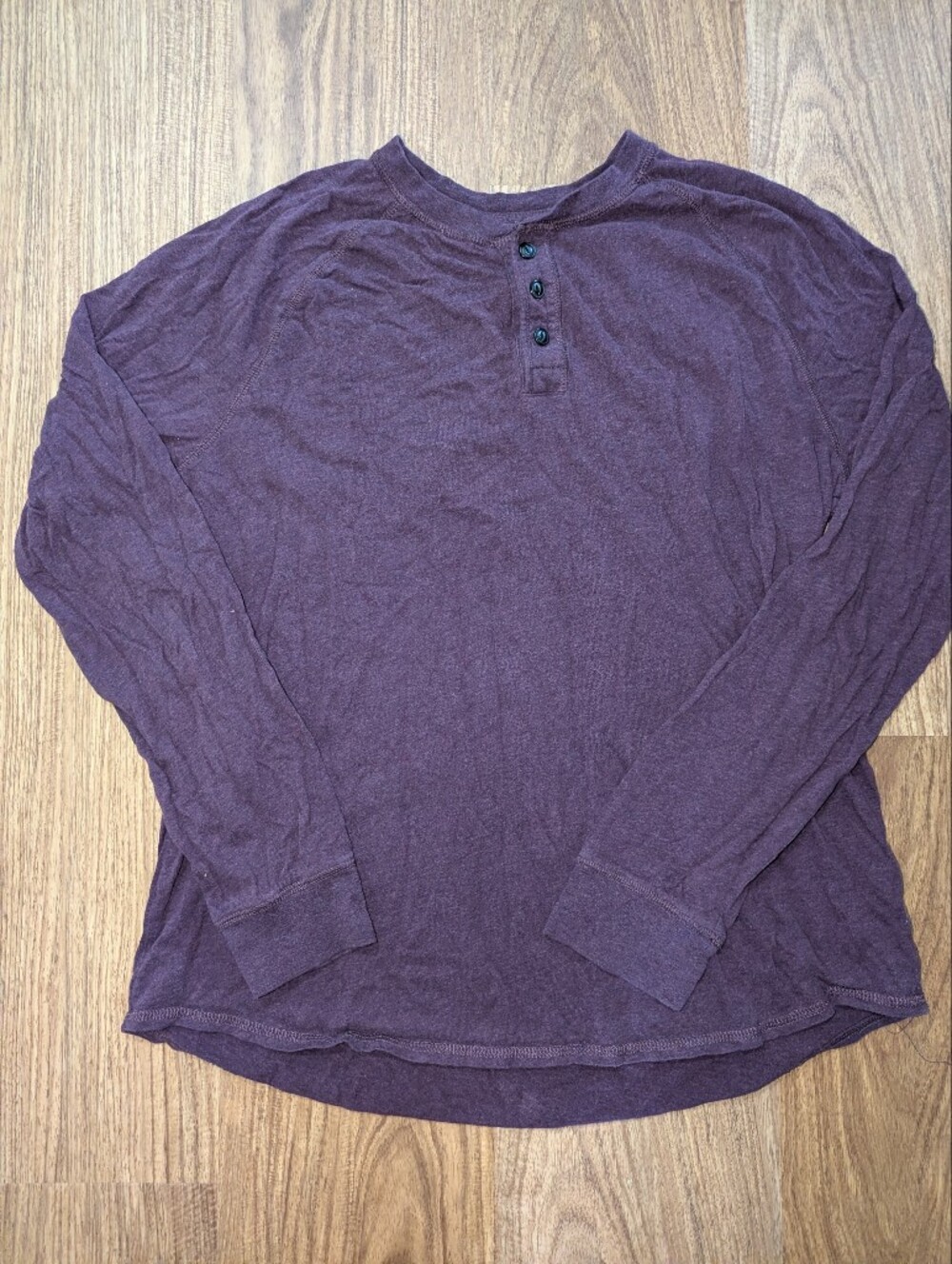 Men's Large Long Sleeve Henley Shirt Purple Plum Goodfellow Tshirt